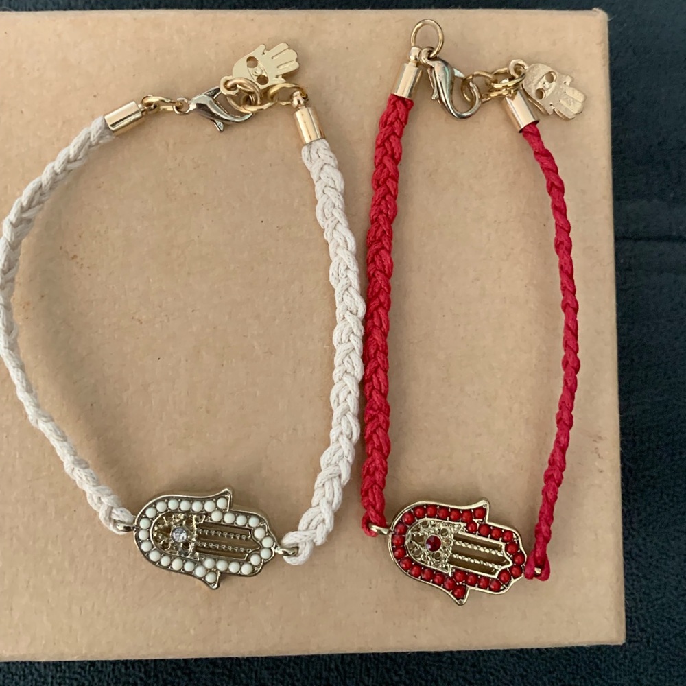 Nwot 2 red & white hamsa bracelets
